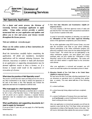 New York Nail Specialty License Application