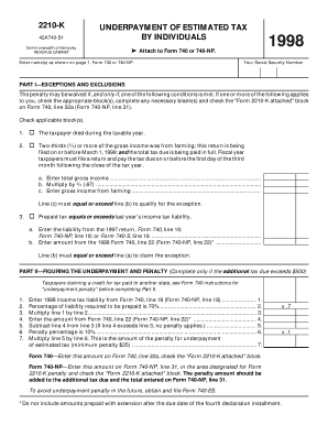 Kentucky Underpayment of Estimated Tax Form 2210-K