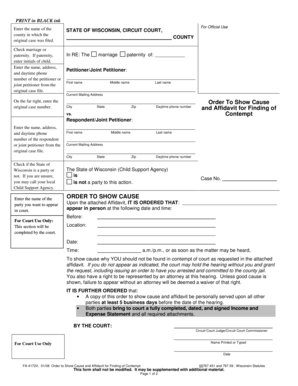 Order to Show Cause and Affidavit for Finding of Contempt