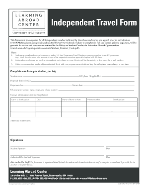 Independent Travel Form