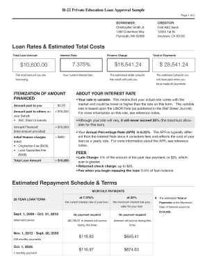 H-22 Private Education Loan Approval