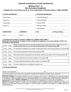Medicare Part D Non-Formulary Exception Form