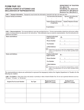 Virginia Power of Attorney and Declaration of Representative