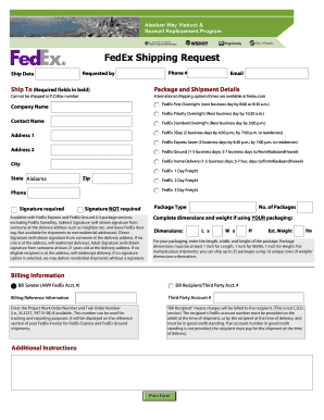 FedEx Shipping Request Form