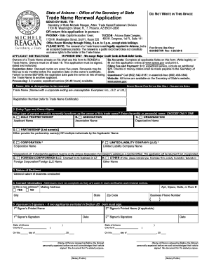Arizona Trade Name Renewal Application