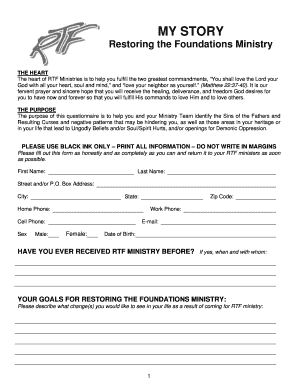 Restoring the Foundations Ministry Questionnaire