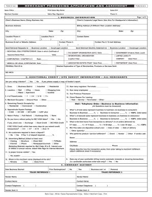 Merchant Processing Application and Agreement