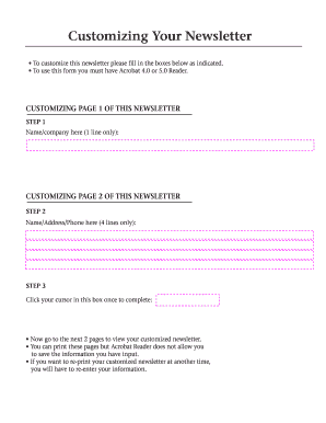 Fibromyalgia Newsletter Customization Form