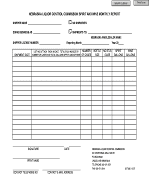 Nebraska Liquor Control Commission Monthly Report