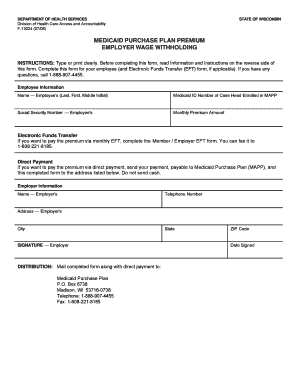 Wisconsin Medicaid Purchase Plan Employer Wage Withholding Form