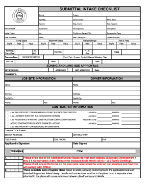 Submittal Intake Checklist