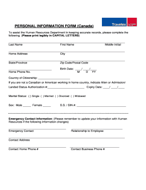 Personal Information Form