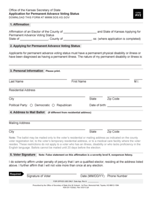 Kansas Permanent Advance Voting Application