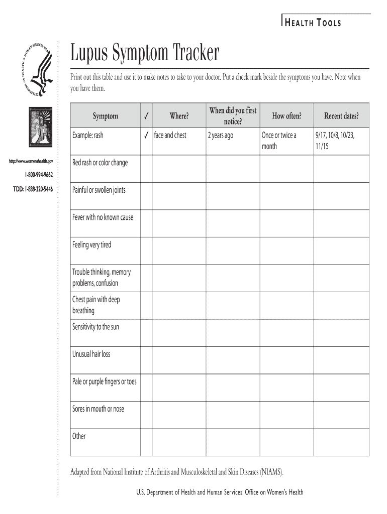 Fillable Online womenshealth Lupus Symptom Tracker Fax Email Print ...