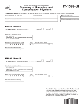 New York State Unemployment Compensation Form IT-1099-UI