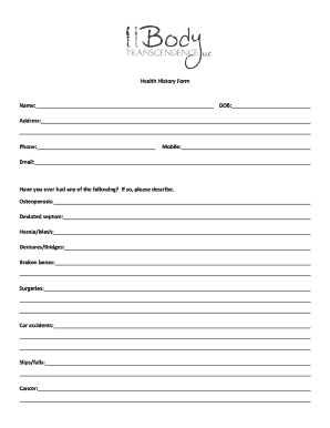 Health History Form