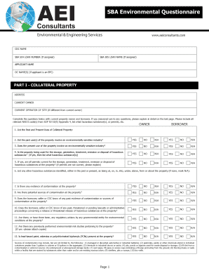 SBA Environmental Questionnaire
