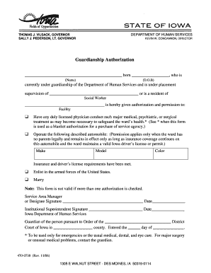 Iowa Guardianship Authorization Form