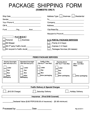 FedEx Package Shipping Form