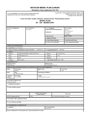 Detailed Model Plan LIHEAP Mandatory Grant