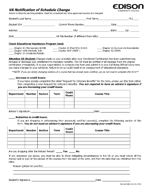 VA Notification of Schedule Change