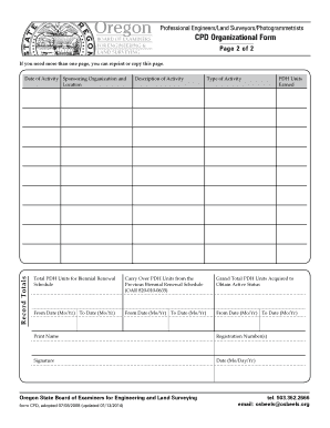Oregon CPD Organizational Form