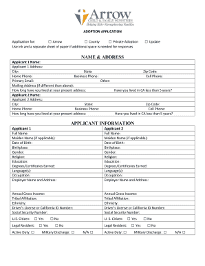 California Adoption Application Form