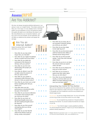 Internet Addiction Self-Assessment Form