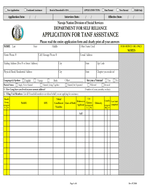 Navajo Nation TANF Assistance Application