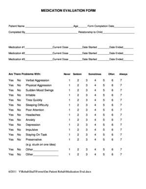 Medication Evaluation Form