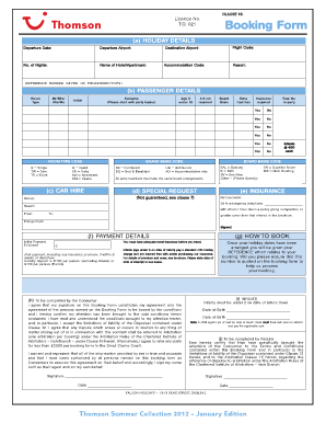 Falcon Holidays Booking Form