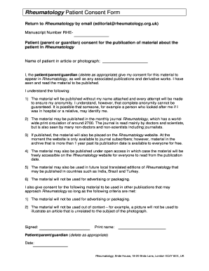 Rheumatology Patient Consent Form