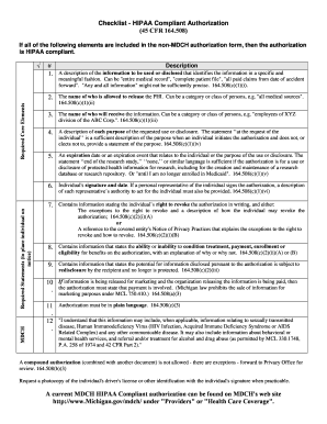 Elements Form Authorization Hipaa Required Elements Form Authorization Hipaa Required