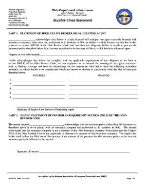 Ohio Surplus Line Broker Statement