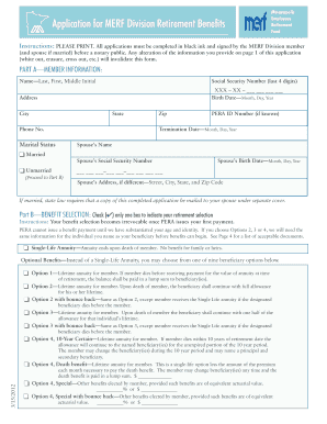 MERF Division Retirement Benefits Application
