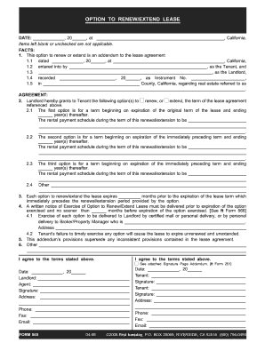 California Lease Renewal Addendum
