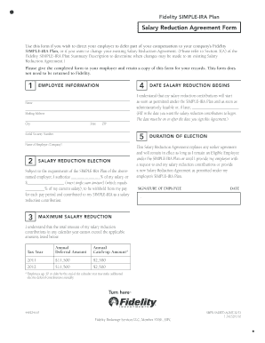 Fidelity SIMPLE-IRA Salary Reduction Agreement