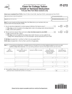 New York State College Tuition Credit Form IT-272