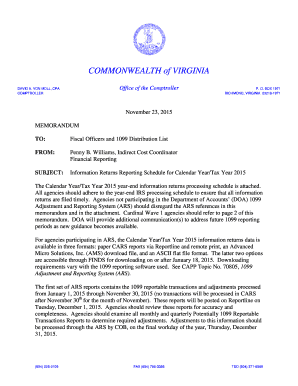 Virginia 1099 Information Returns Reporting Schedule