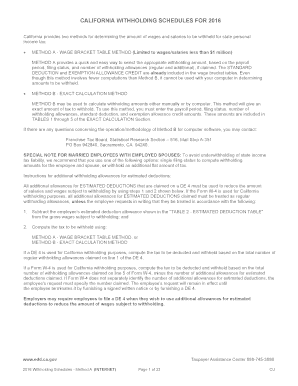 Fillable Online edd ca CALIFORNIA WITHHOLDING SCHEDULES FOR 2016 Fillable Online edd ca CALIFORNIA WITHHOLDING SCHEDULES FOR 2016