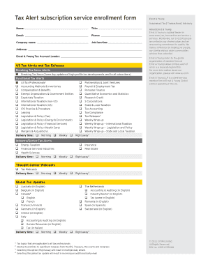 Ernst & Young US Tax Alert Subscription Form