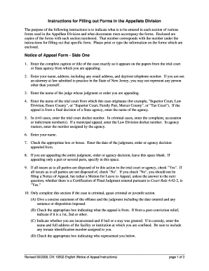 New Jersey Notice of Appeal Form