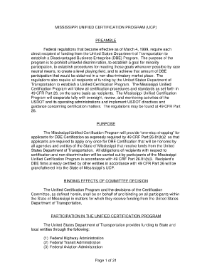 MISSISSIPPI UNIFIED CERTIFICATION PROGRAM (UCP