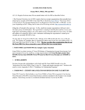 IRS Form 990EZ Filing Guidelines