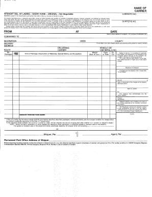 STRAIGHT BILL OF LADING SHORT FORM ... - Adcom Worldwide