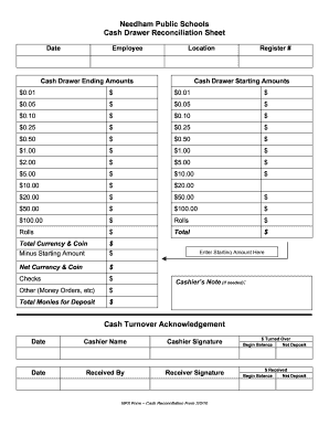 cash drawer reconciliation template