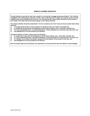 Commercial Mortgage-Backed Securitization Closing Checklist