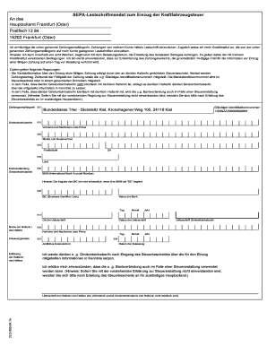 SEPA-Lastschriftmandat zum Einzug der Kraftfahrzeugsteuer