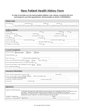New Patient Health History Form