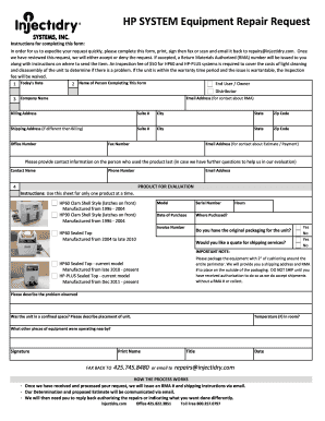 HP System Equipment Repair Request Form